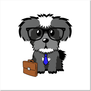 Funny schnauzer is on the way to work Posters and Art